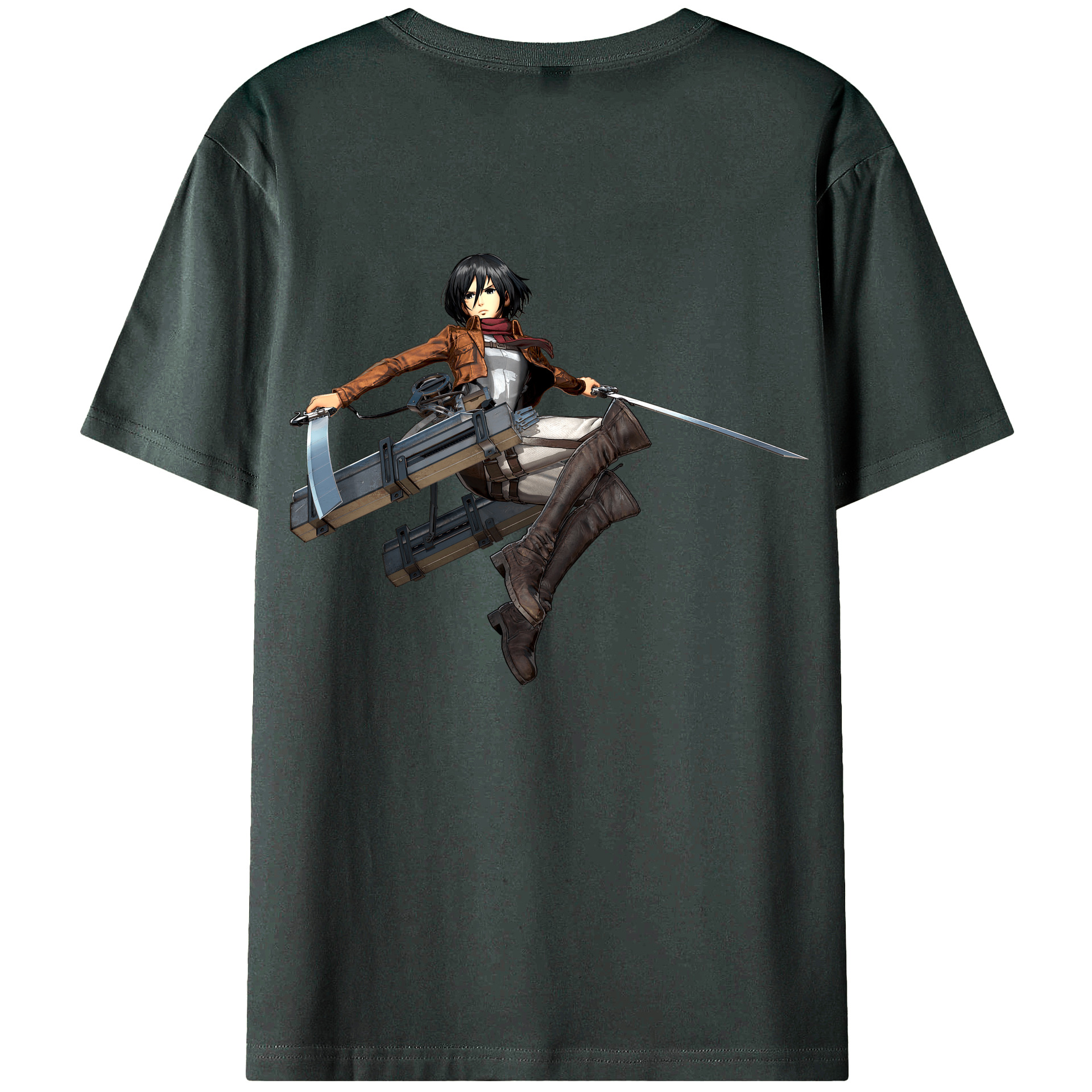 （画像用） 進撃の巨人 ミカサ·アッカーマン Attack on Titan Mikasa Ackerman 綿100％ メンズ半袖Tシャツ（バックプリント） 通気性
